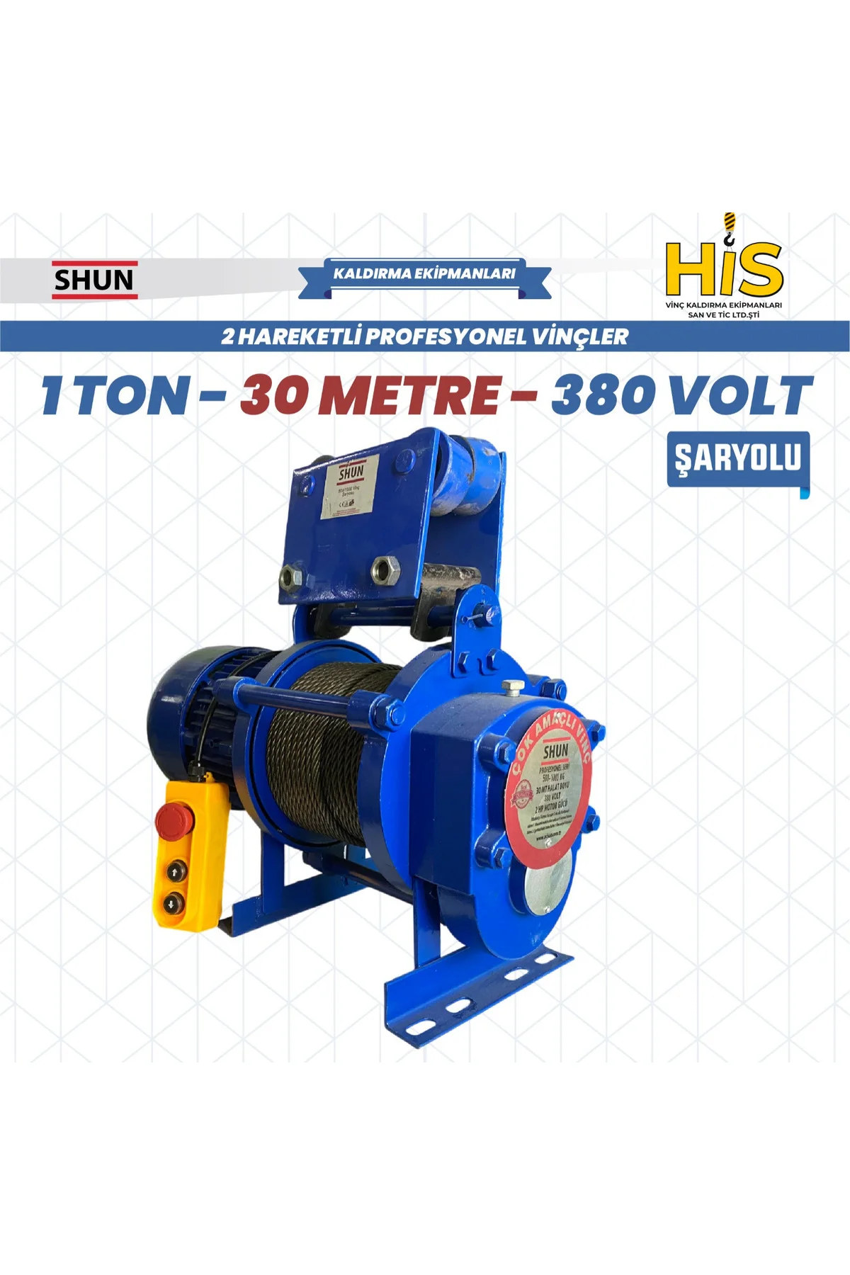 1000 kg Profesyonel Vinç 380 Volt 30 Metre