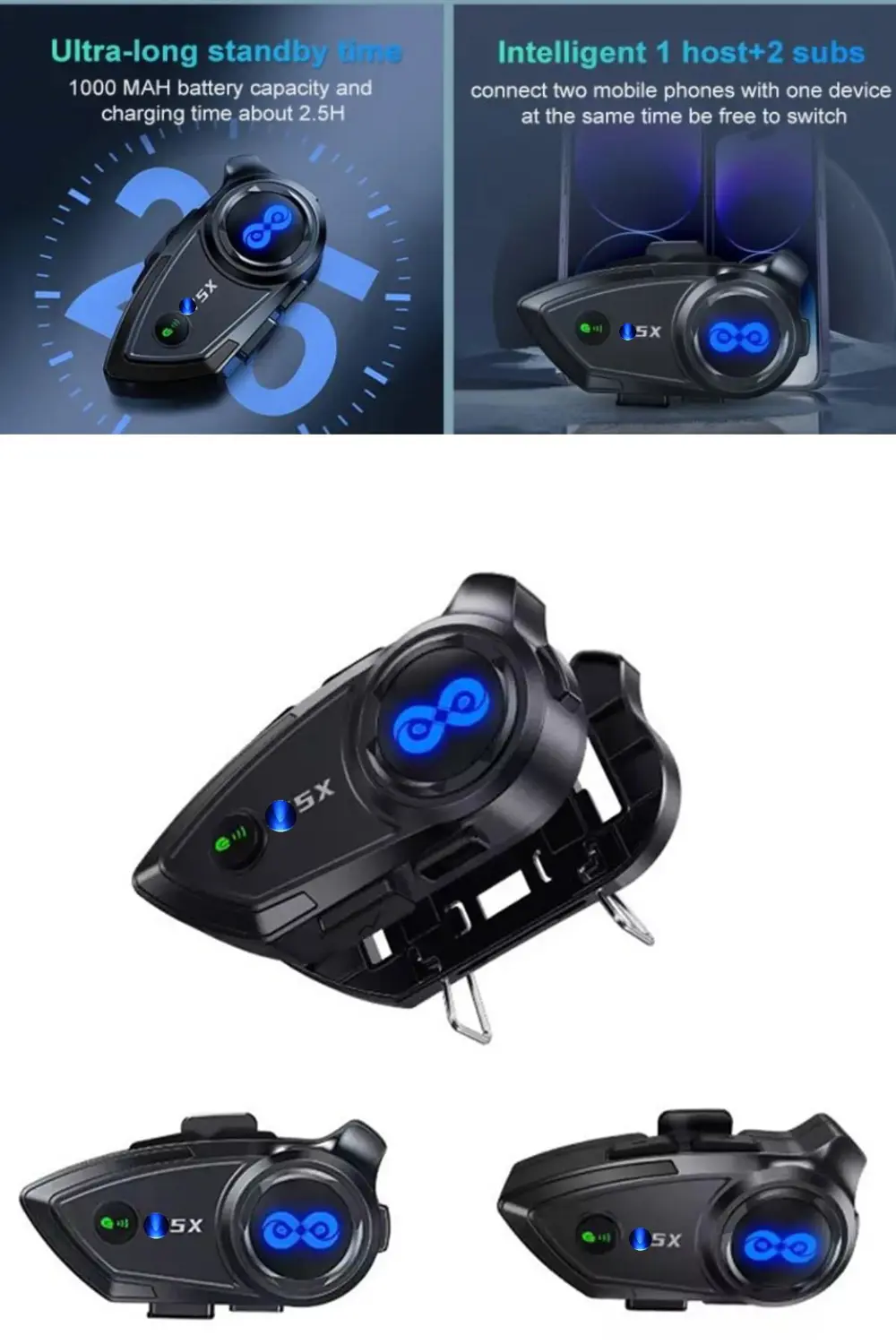 1000 Mt Intrcom Kask Kulaklık Su Geçirmez 4 Eşleşmeli 1000 Mt Gru