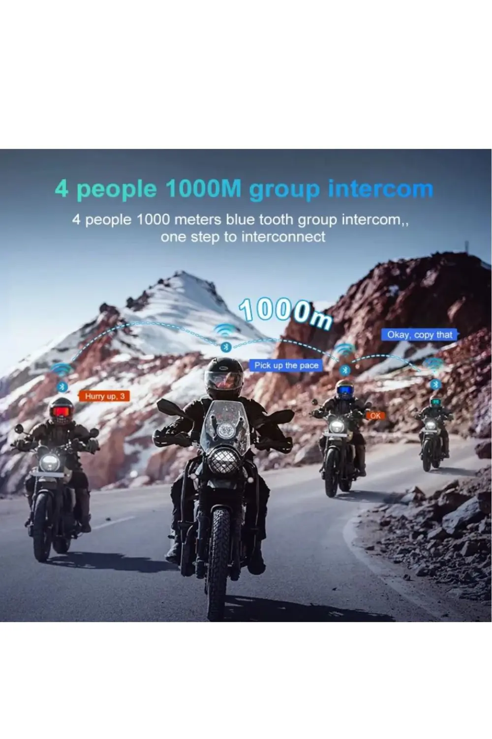 1000 Mt Intrcom Kask Kulaklık Su Geçirmez 4 Eşleşmeli 1000 Mt Gru