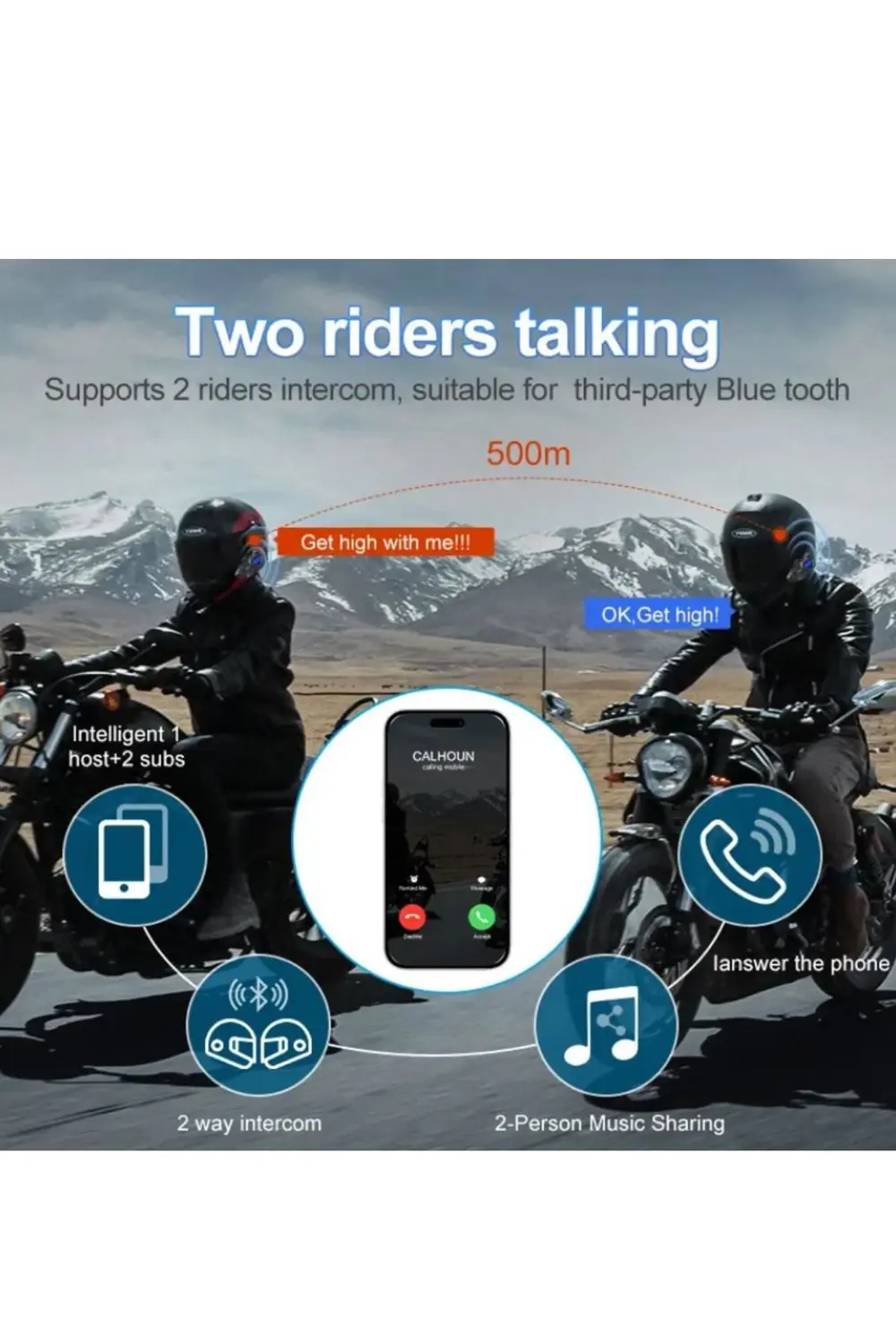 1000 Mt Intrcom Kask Kulaklık Su Geçirmez 4 Eşleşmeli 1000 Mt Gru