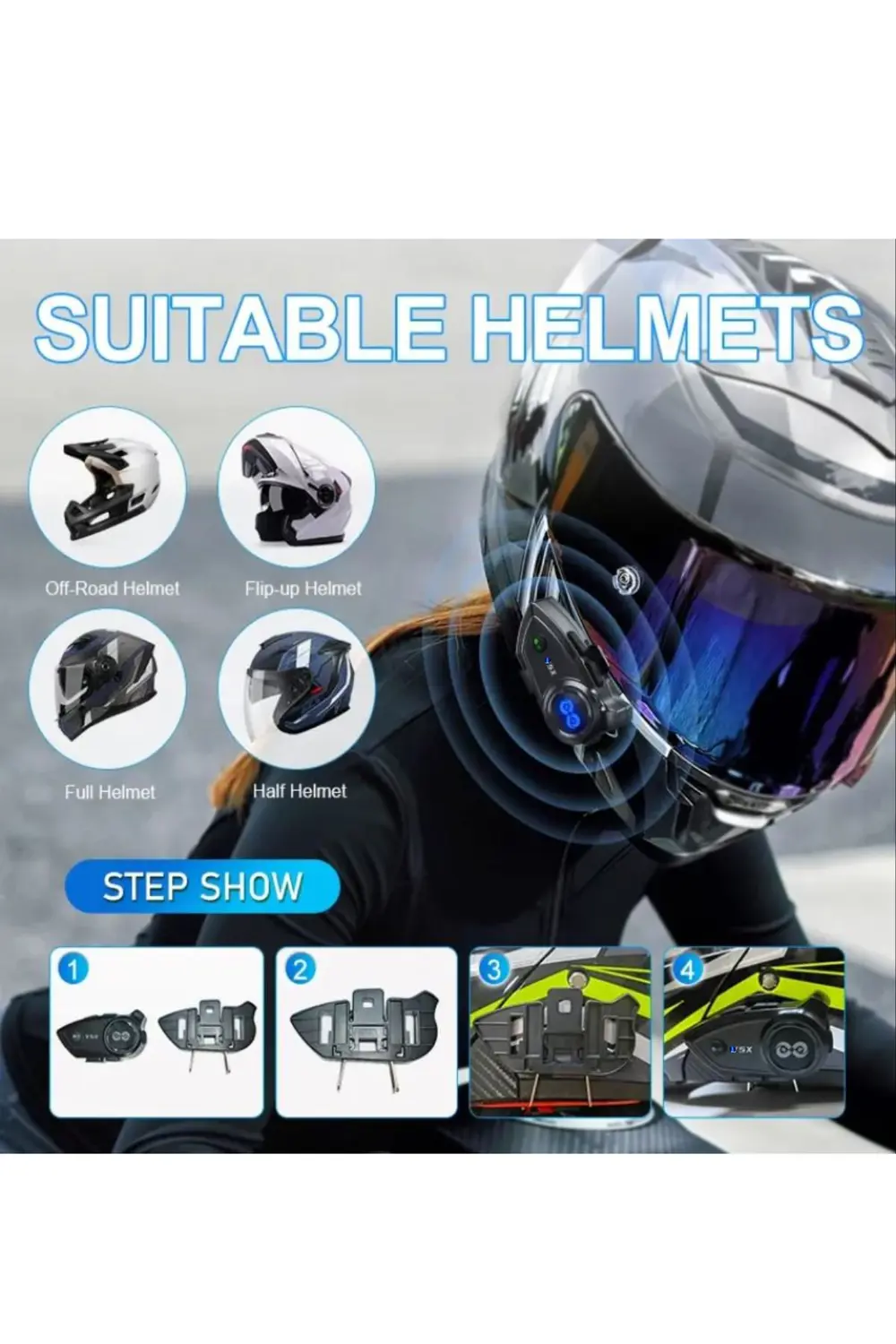 1000 Mt Intrcom Kask Kulaklık Su Geçirmez 4 Eşleşmeli 1000 Mt Gru