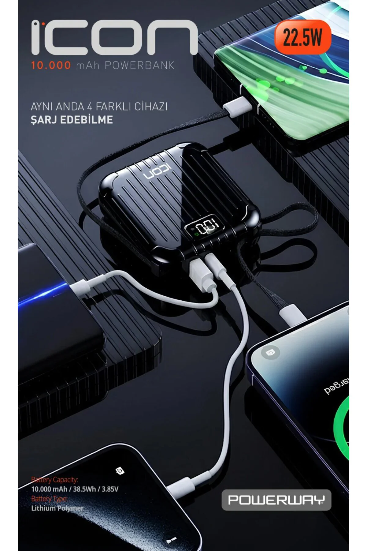 10.000 mAh 22.5W Hızlı Şarj Mini Powerbank – 175g Kompakt Tasarım