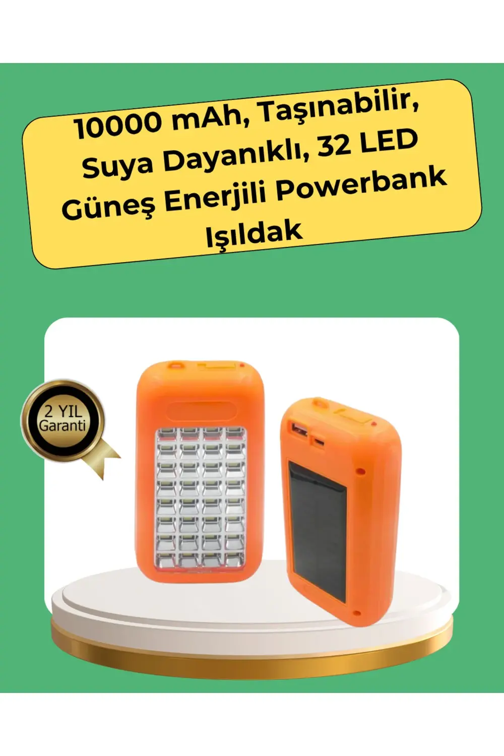 10000 mAh Güneş Enerjili Taşınabilir Şarj Cihazı ve Aydınlatma Ci