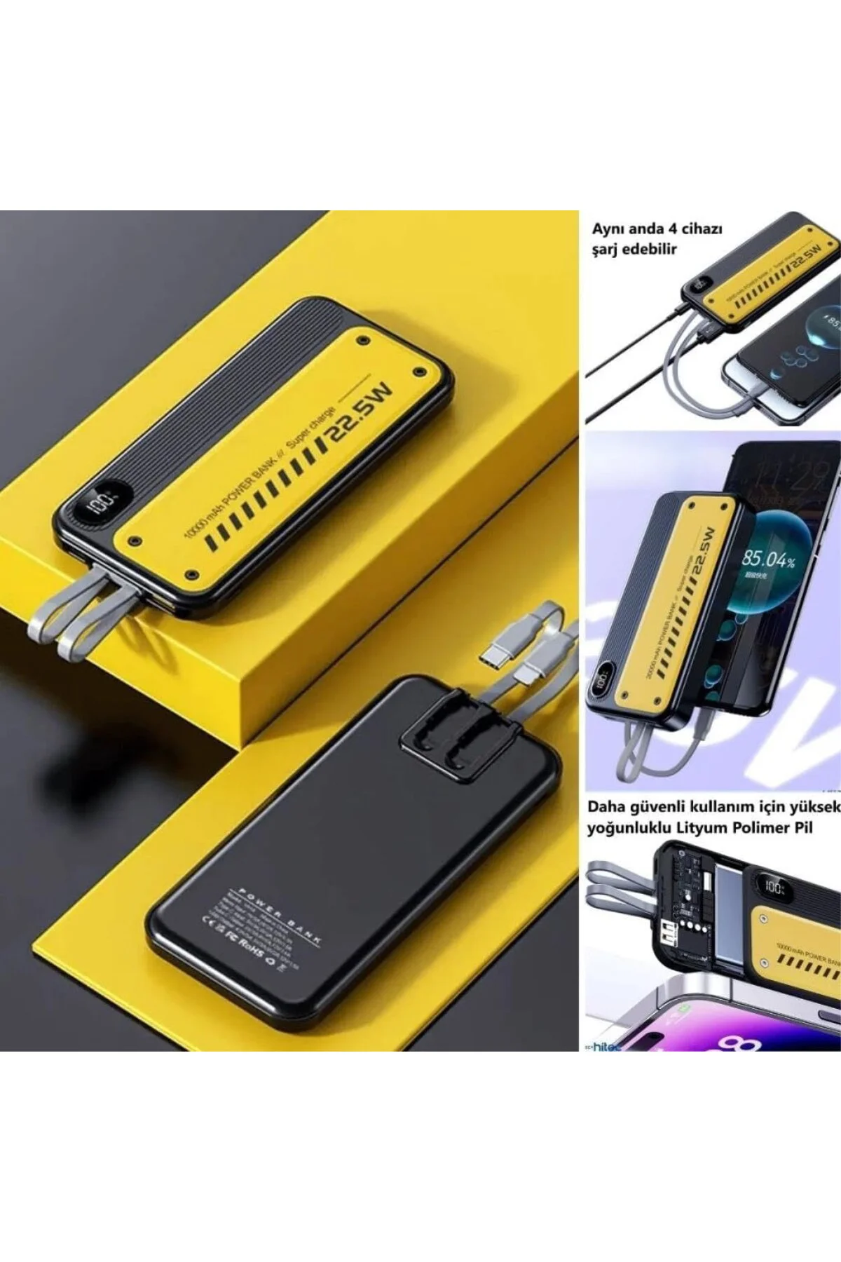 10000 mAh Hızlı Şarj Özellikli Aynı Anda 4 Cihazı Şarj Edebilen P