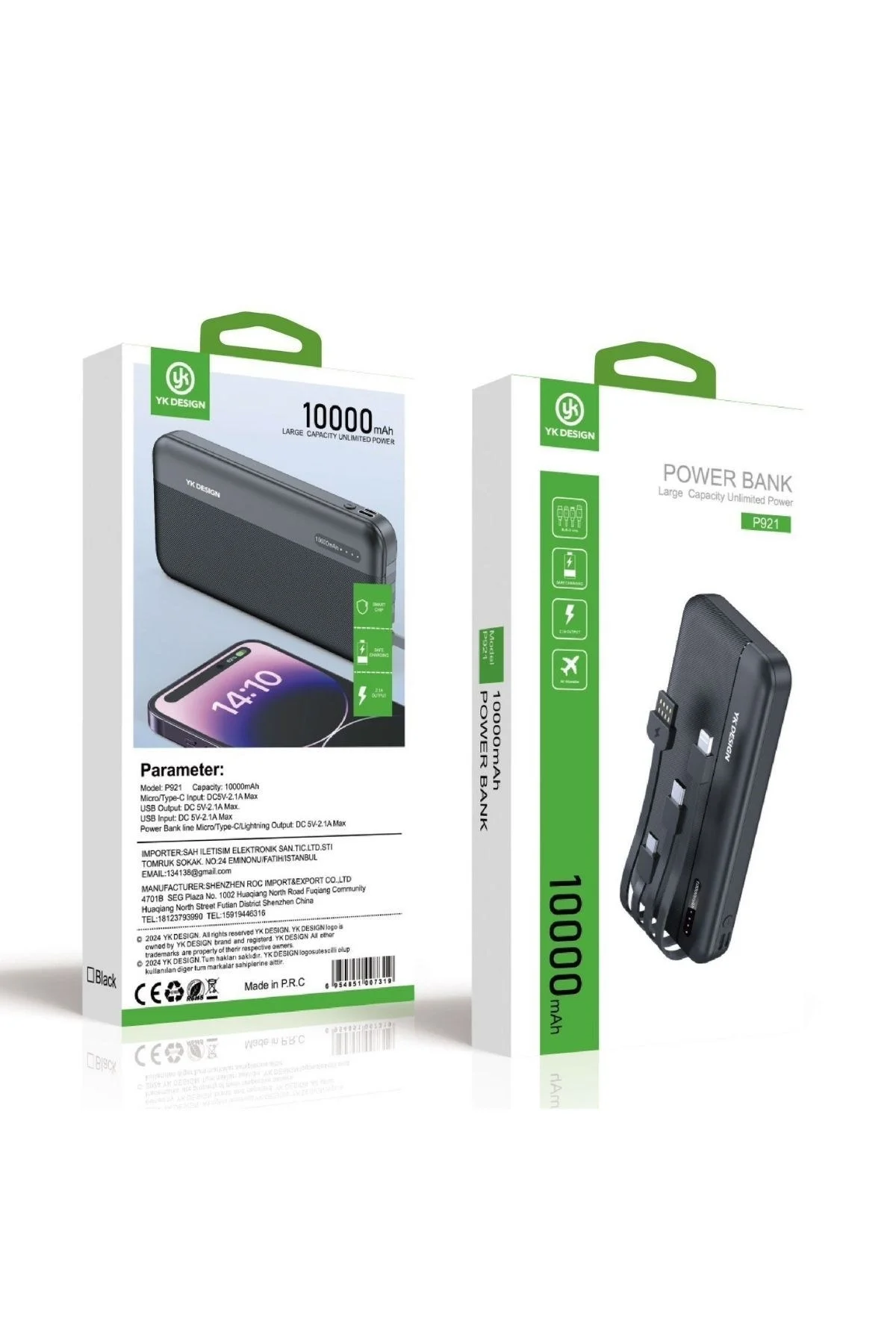 10000 Mah Micro Type-c Usb Lightning 4 Kablolu Hızlı Kablosuz Şarj Powerbank Bx40 Fiyatı, Yorumları ve Özellikleri