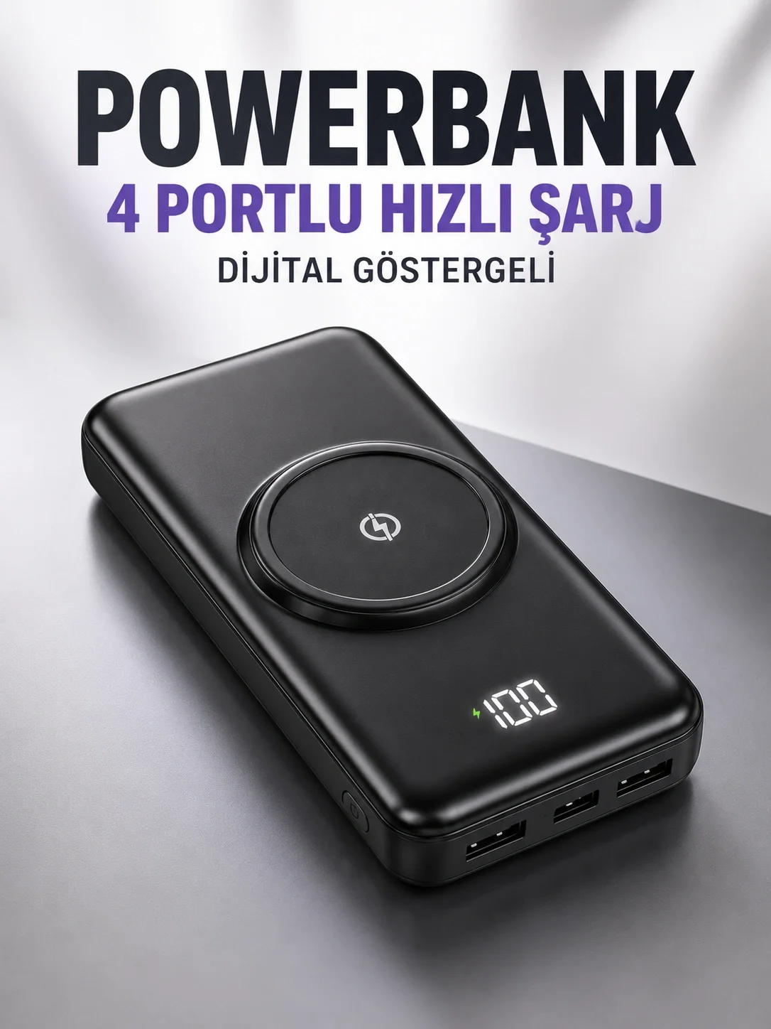 10.000 Mah Powerbank 4 Portlu Hızlı Şarj Dijital Göstergeli