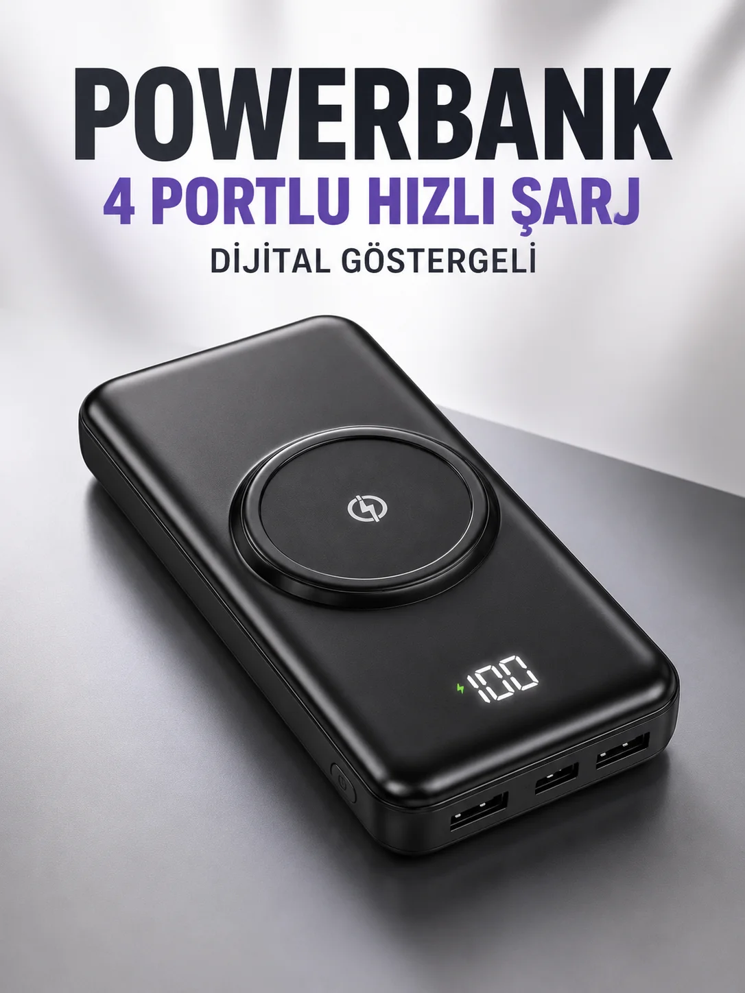 10.000 Mah Powerbank 4 Portlu Hızlı Şarj Dijital Göstergeli