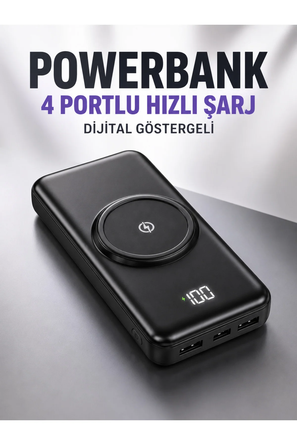 10.000 Mah Powerbank 4 Portlu Hızlı Şarj Dijital Göstergeli