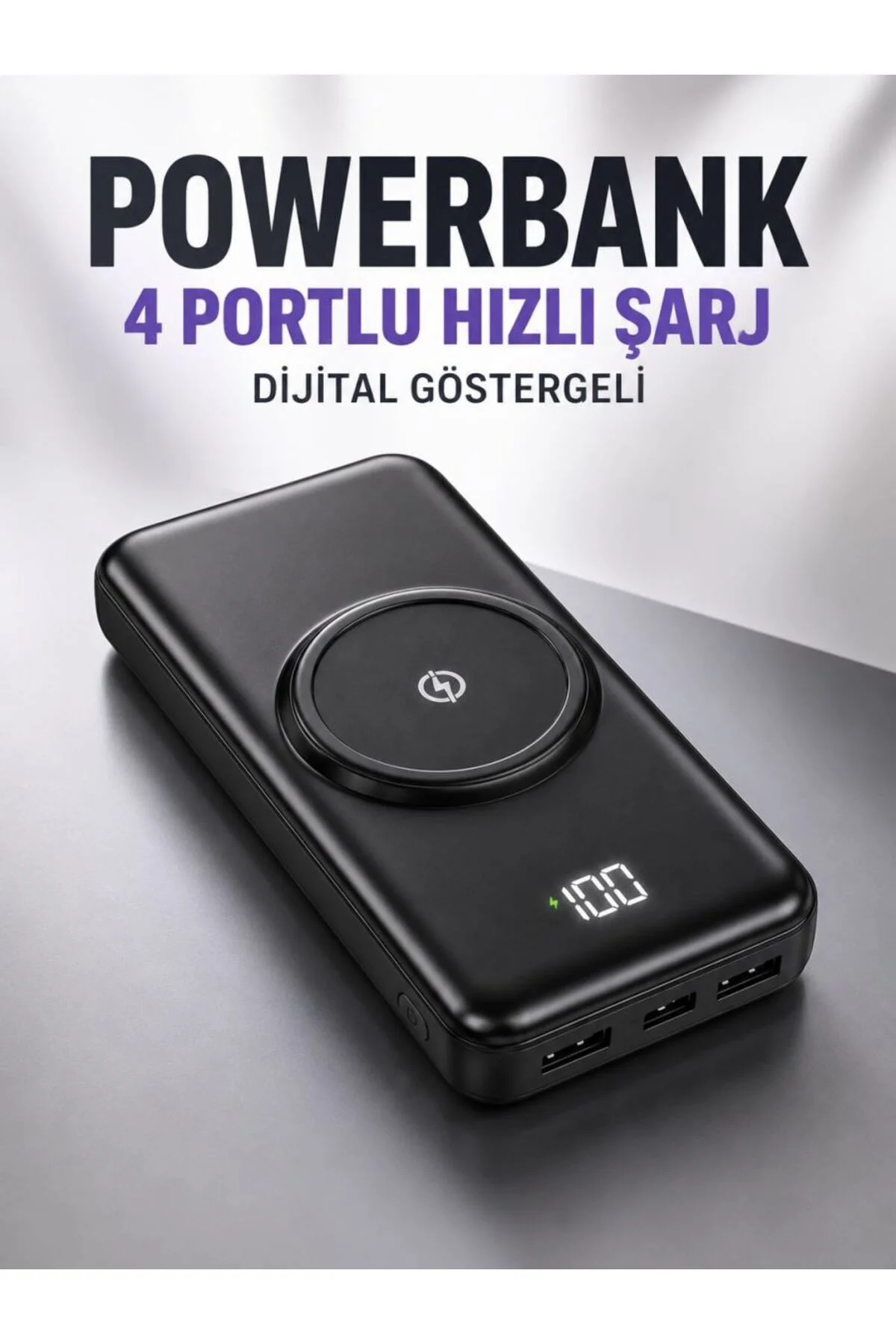 10.000 Mah Powerbank 4 Portlu Hızlı Şarj Dijital Göstergeli