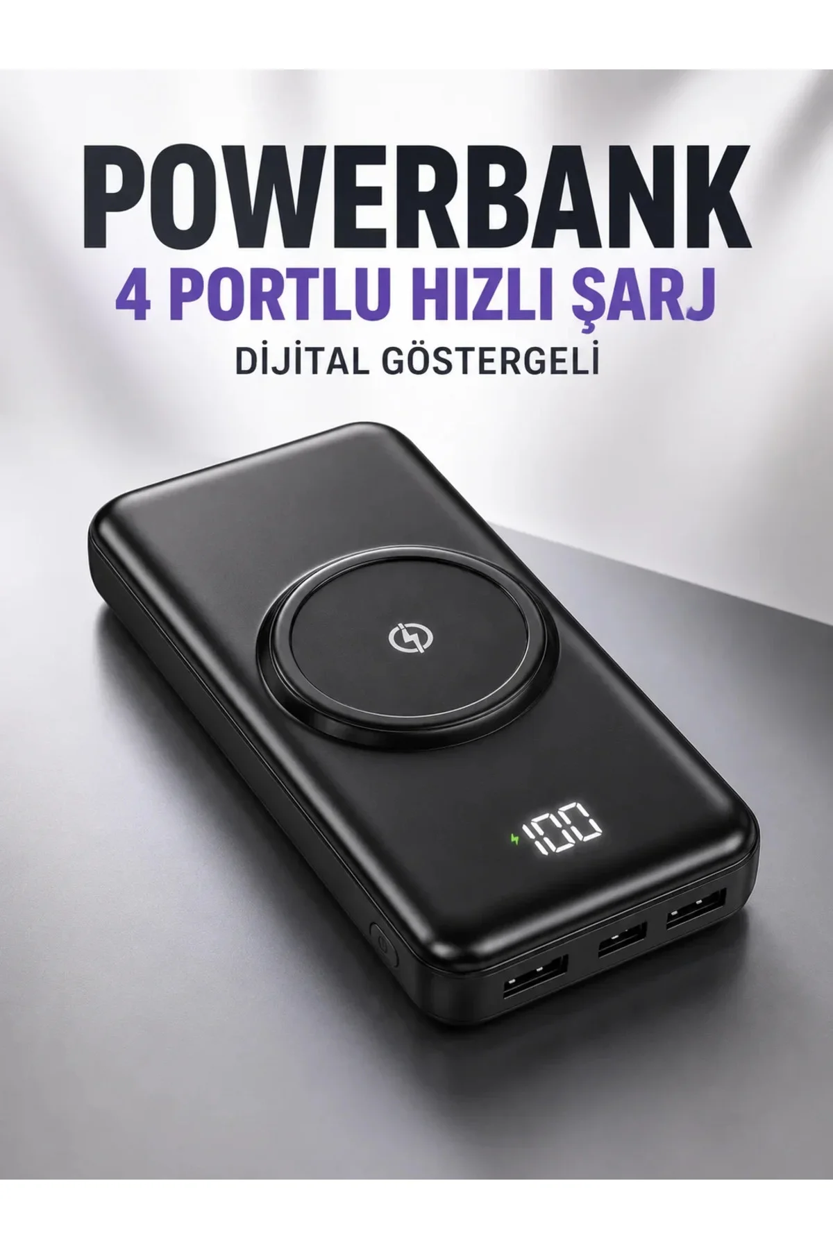 10.000 Mah Powerbank 4 Portlu Hızlı Şarj Dijital Göstergeli
