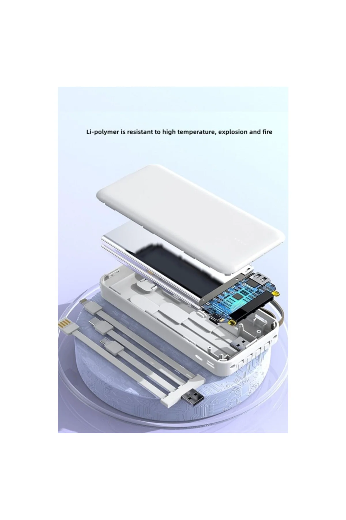10000 Mah Slim Powerbank Dijital Göstergeli Dahili Şarj Kablolu G