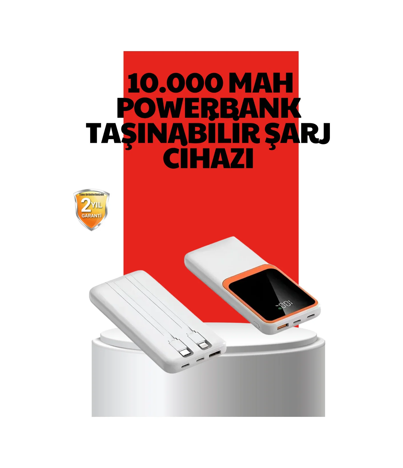 10000 Mah Taşınabilir Powerbank Çift Çıkışlı Type-c Ve Lightning Uyumlu - Lisinya Diğer