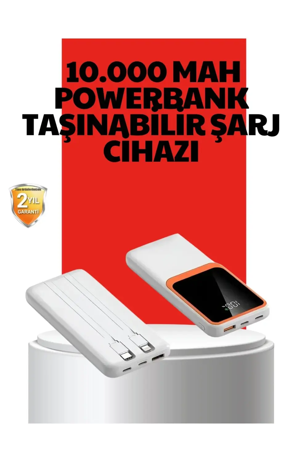 10000 mAh Taşınabilir Powerbank – Çift Çıkışlı Type-C ve Lightnin