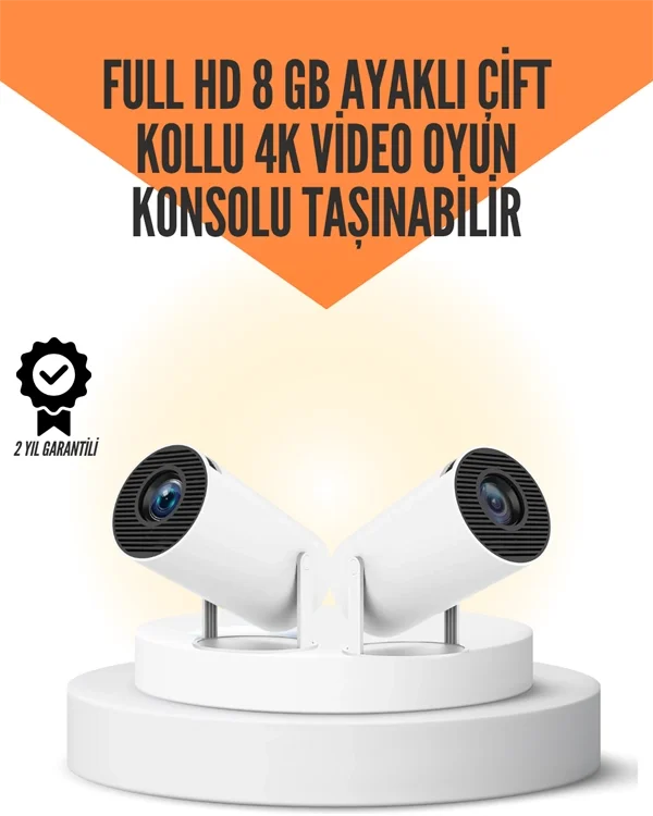 10.000 Oyun Destekli, Çift Kollu 4K Projeksiyon – HDMI, USB, AUX,