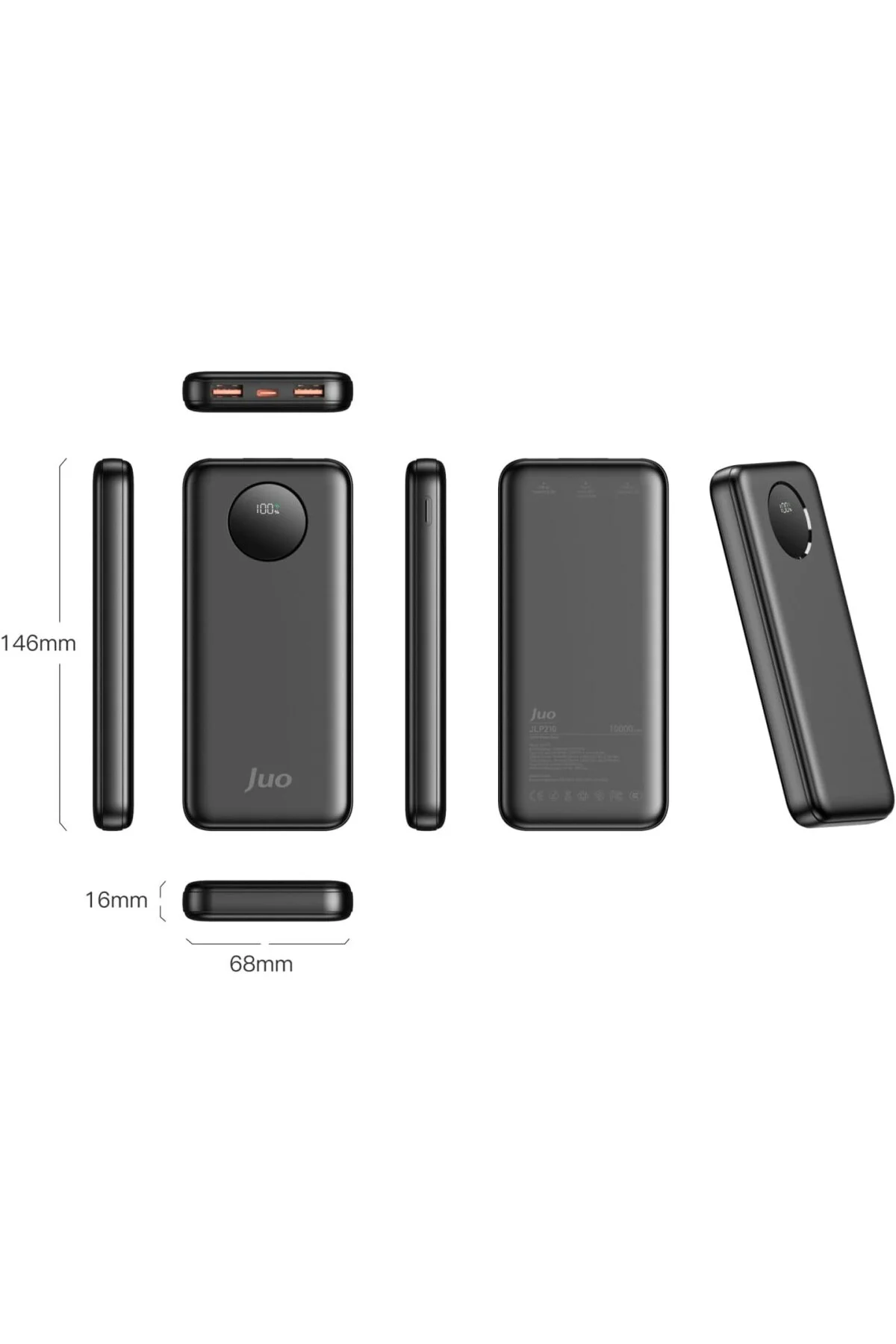 10000mAh 22.5W Dijital Led Ekranlı Taşınabilir Hızlı Şarj Cihazı 
