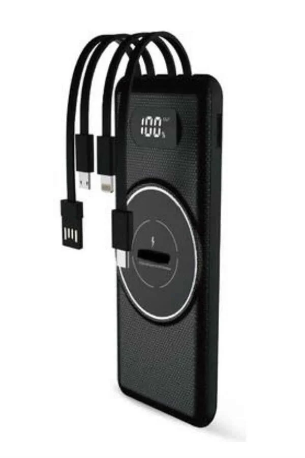 10000mAh Hızlı Şarjlı Powerbank - Kablosuz ve LED Ekranlı