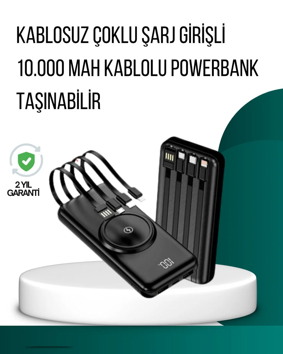 10000mAh Kablosuz Powerbank – Hızlı Şarj ve Seyahat Dostu