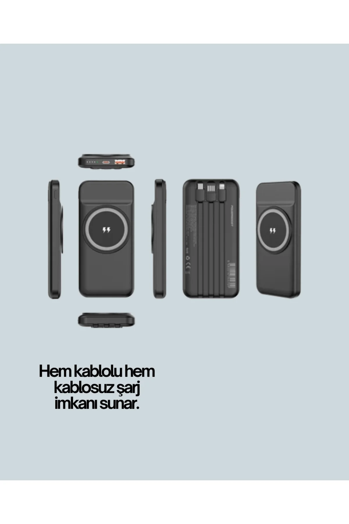 10000mAh Kablosuz ve Hızlı Şarj Destekli Powerbank – Taşınabilir Şarj Gücü