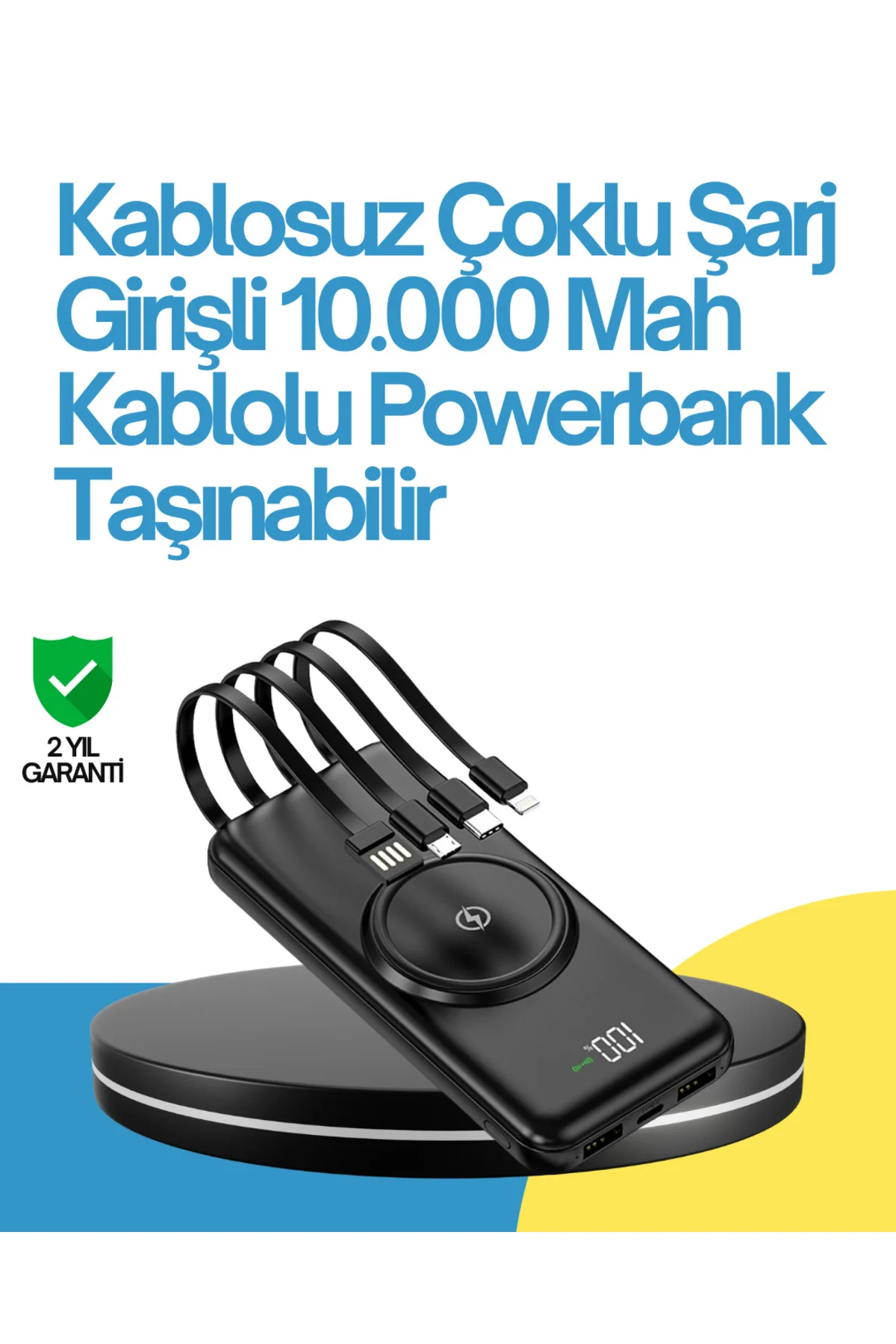10000mAh Kablosuz ve Hızlı Şarj Destekli Powerbank – Taşınabilir Şarj Gücü