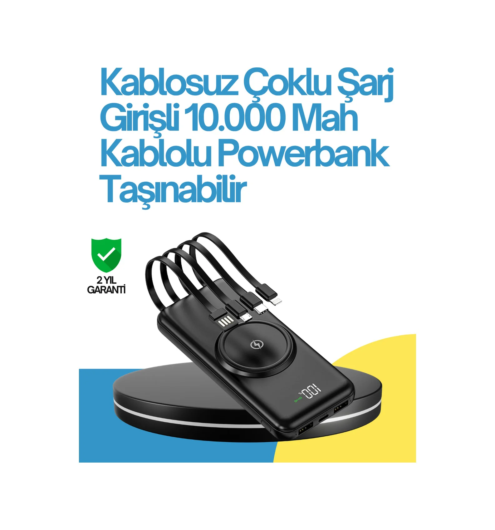 10000mah Kablosuz Ve Hızlı Şarj Destekli Powerbank Taşınabilir Şarj Gücü - Lisinya Diğer