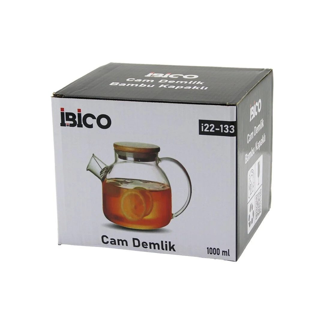 1000ml Sade Düz Cam Demlik  Bambu Dış Yüzey - Metal İç Yüzey - Silikon Contalı Kapak Bx40 Fiyatı, Yorumları ve Özellikleri