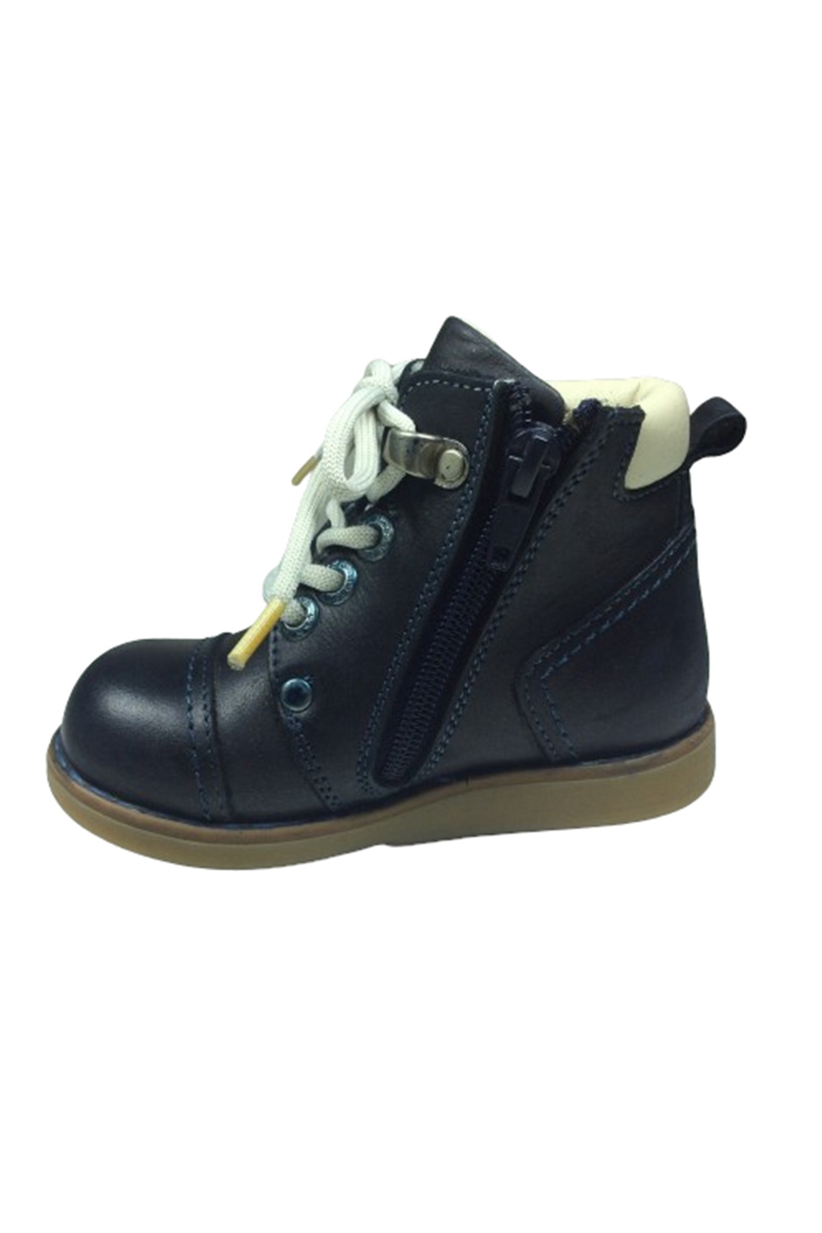 1005 Erkek Çocuk Bot Lacivert Süet Bağcıklı Fermuarlı Deri Anatom