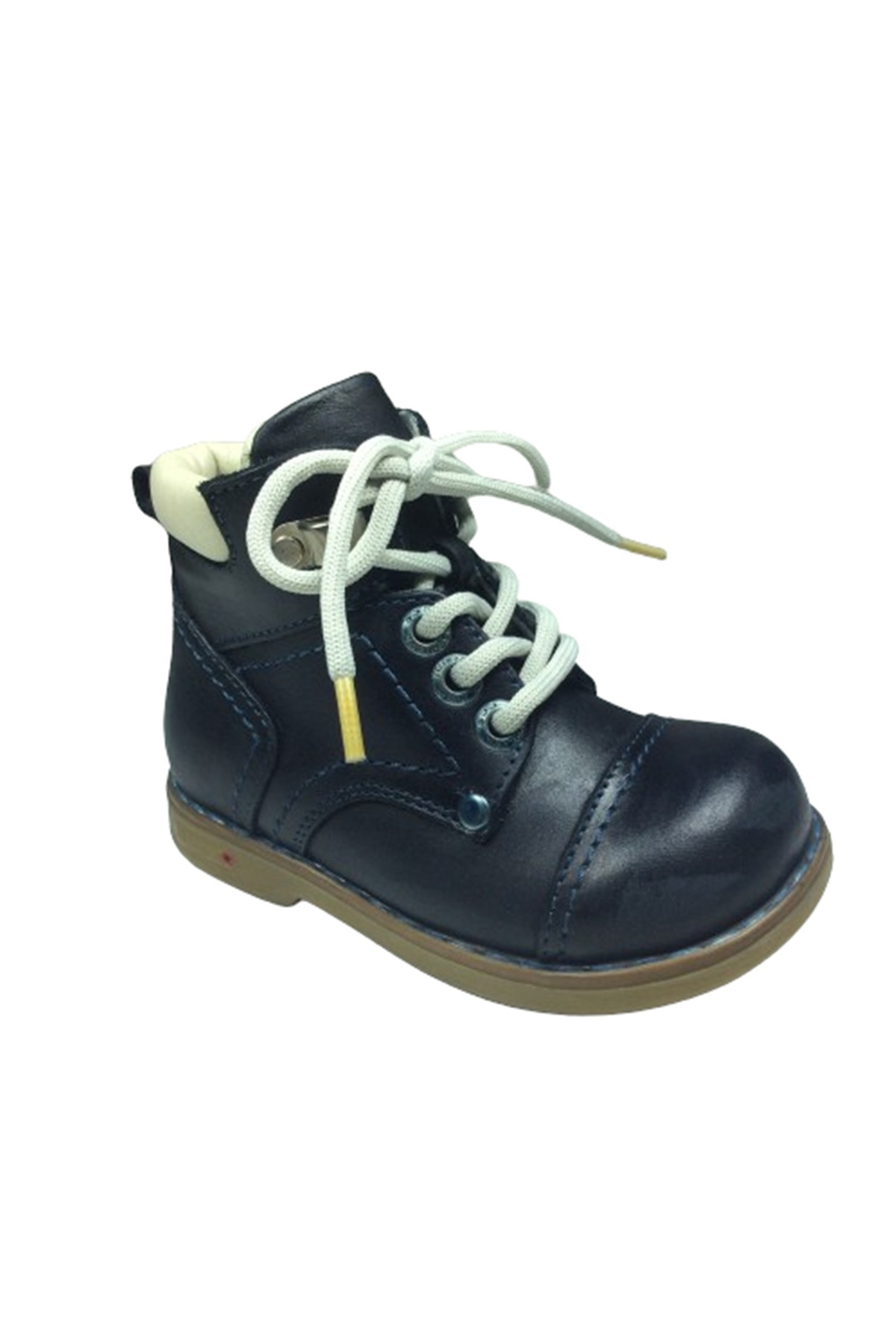1005 Erkek Çocuk Bot Lacivert Süet Bağcıklı Fermuarlı Deri Anatom