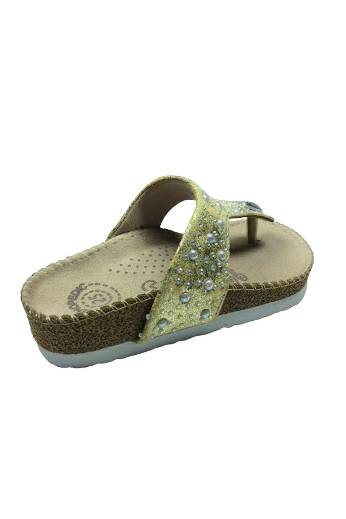 Ortopedikal 1005 Patik Kız Çocuk Dore İncili 1 Terlik Parmak Arası Abiye Taşl