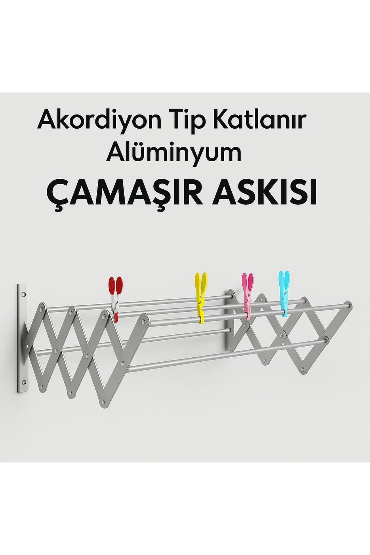 100cm x 9 gözlü Akordiyon Tipi Çamaşır Kurutma Askısı Orjinal alü