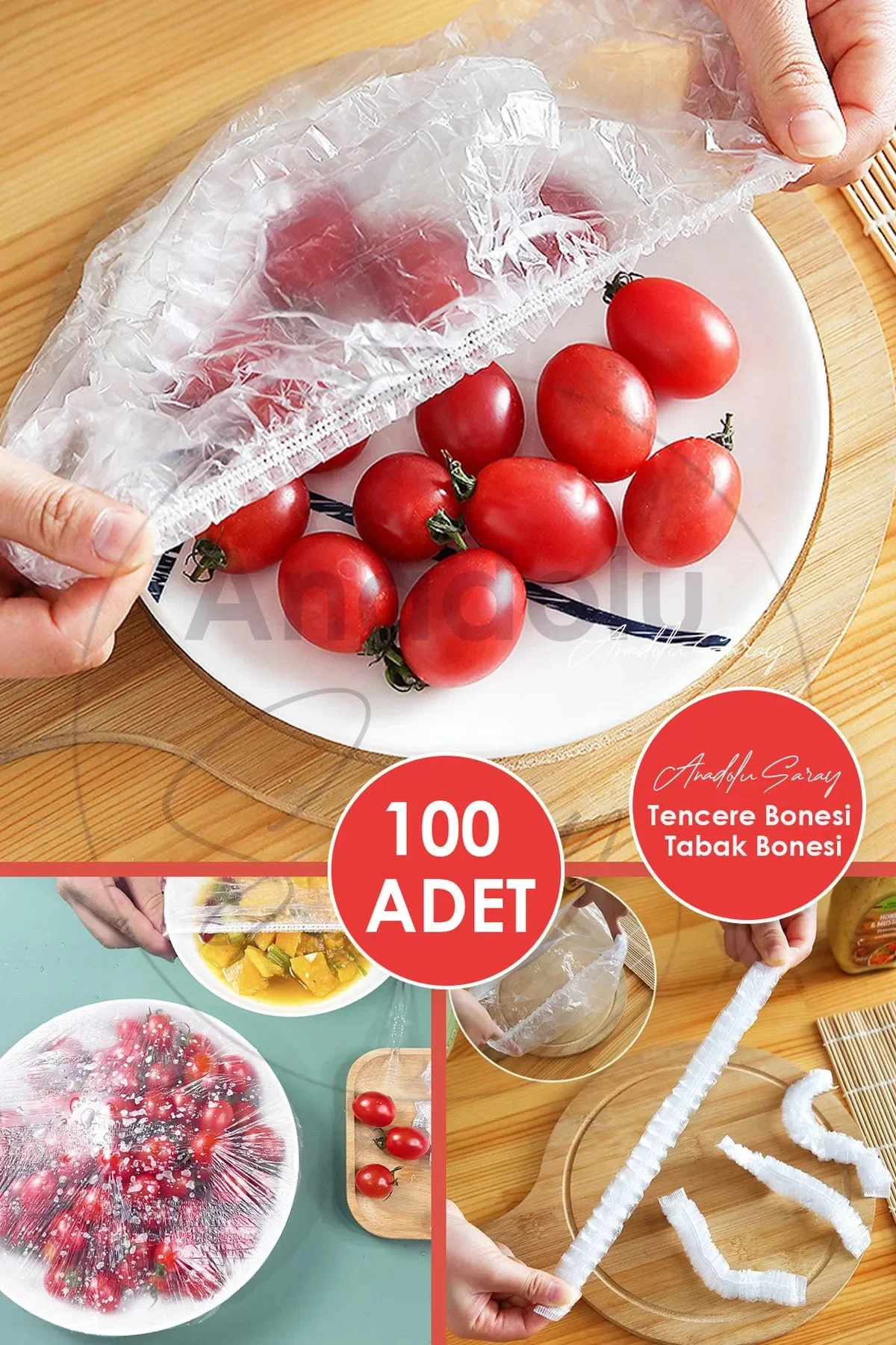 100'lü Gıda Koruma Ve Saklama Bonesi Tencere Tabak Kase Bone 35 C