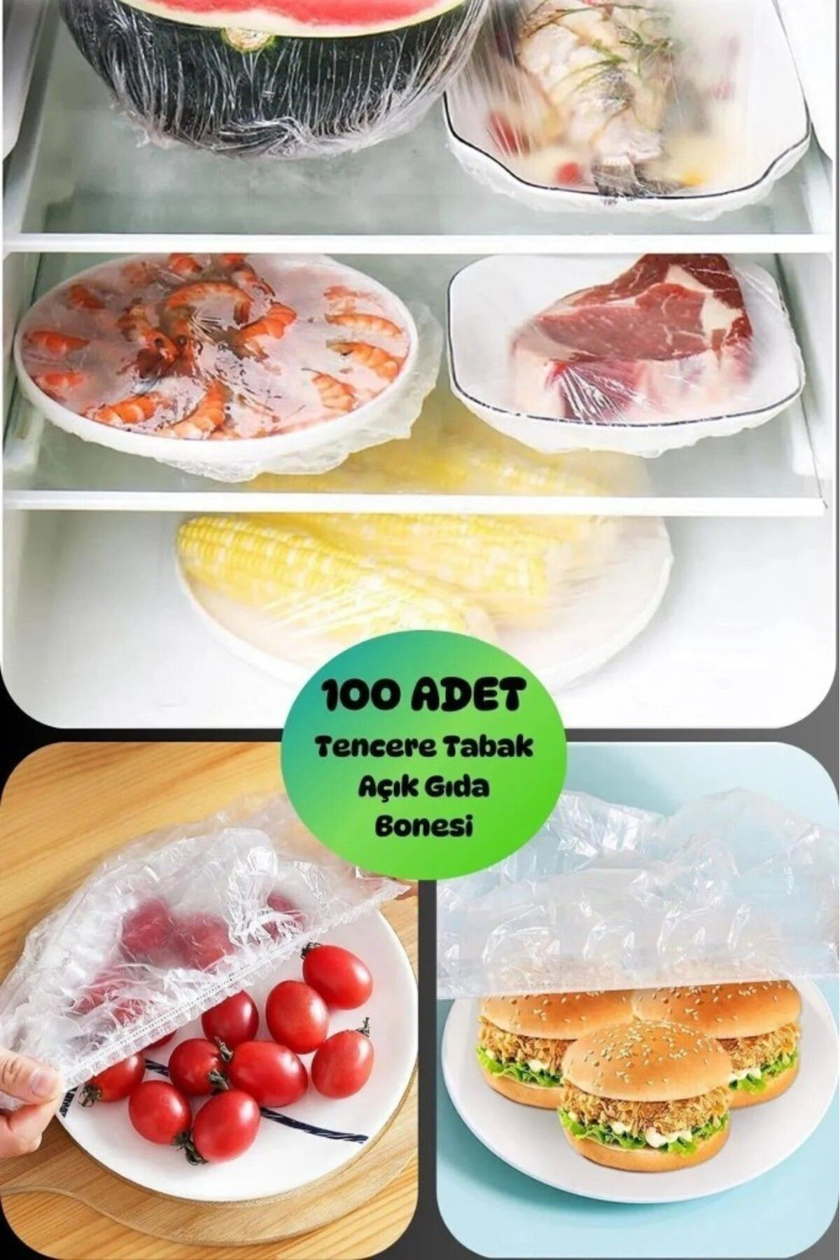 Tiesa Home 100Lü Naylon Tazeliği Koruyan Tabak Tencere Yemek Gida Bonesi