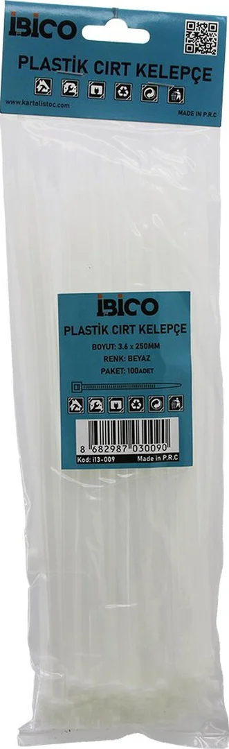 100pcs Beyaz 3.6x250mm Plastik Cırt Kelepçe 5224