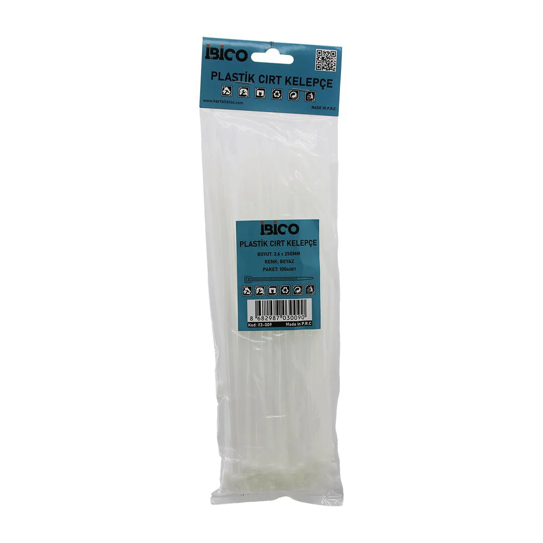 100PCS Beyaz 3.6X250MM Plastik Cırt Kelepçe 100PCS Beyaz 3.6X250MM Plastik Cırt Kelepçe
