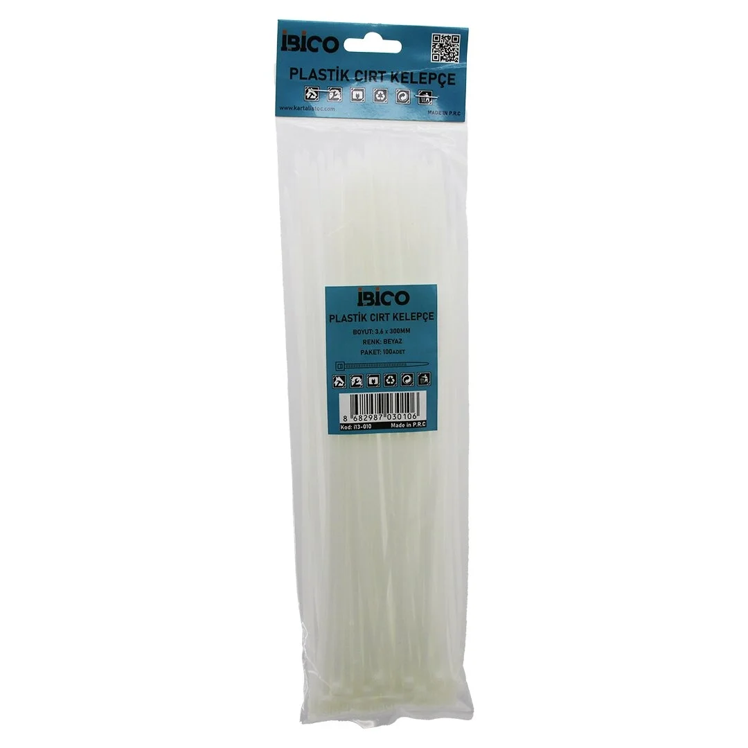 100pcs Beyaz   3.6x300mm  Plastik Cırt Kelepçe Bx40 Fiyatı, Yorumları ve Özellikleri