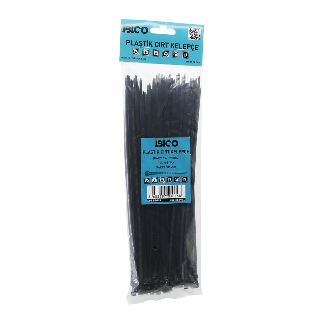 100pcs Siyah   3.6x250mm  Plastik Cırt Kelepçe Bx40 Fiyatı, Yorumları ve Özellikleri