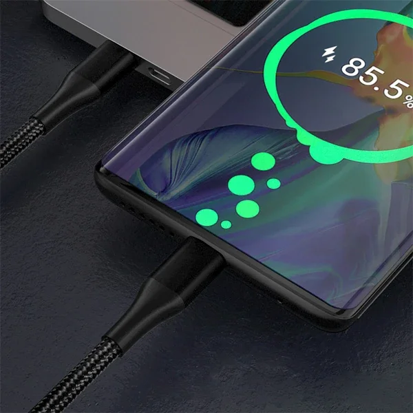 100W 5A USB-C Kevlar Şarj Kablosu – 1m PD Hızlı Şarj & Veri Aktarım