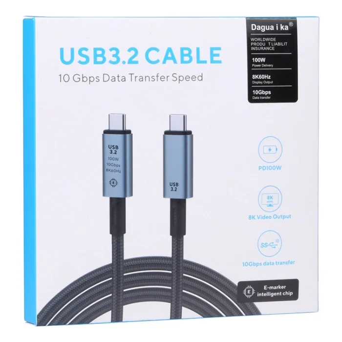 100W 8K Type-C - USB 3.2 Süper Hızlı Şarj & Görüntü Kablosu