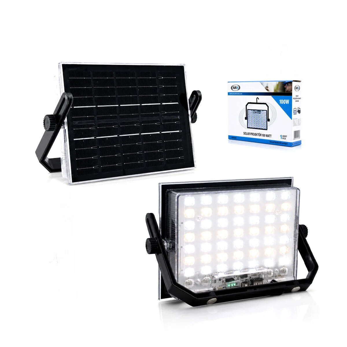 100w Güneş Enerjili Led Işık Solar Projektör - Fener Kamp - Dış Mekan 3 Farklı Led Işık 348960 Lmb Bx40 Fiyatı, Yorumları ve Özellikleri