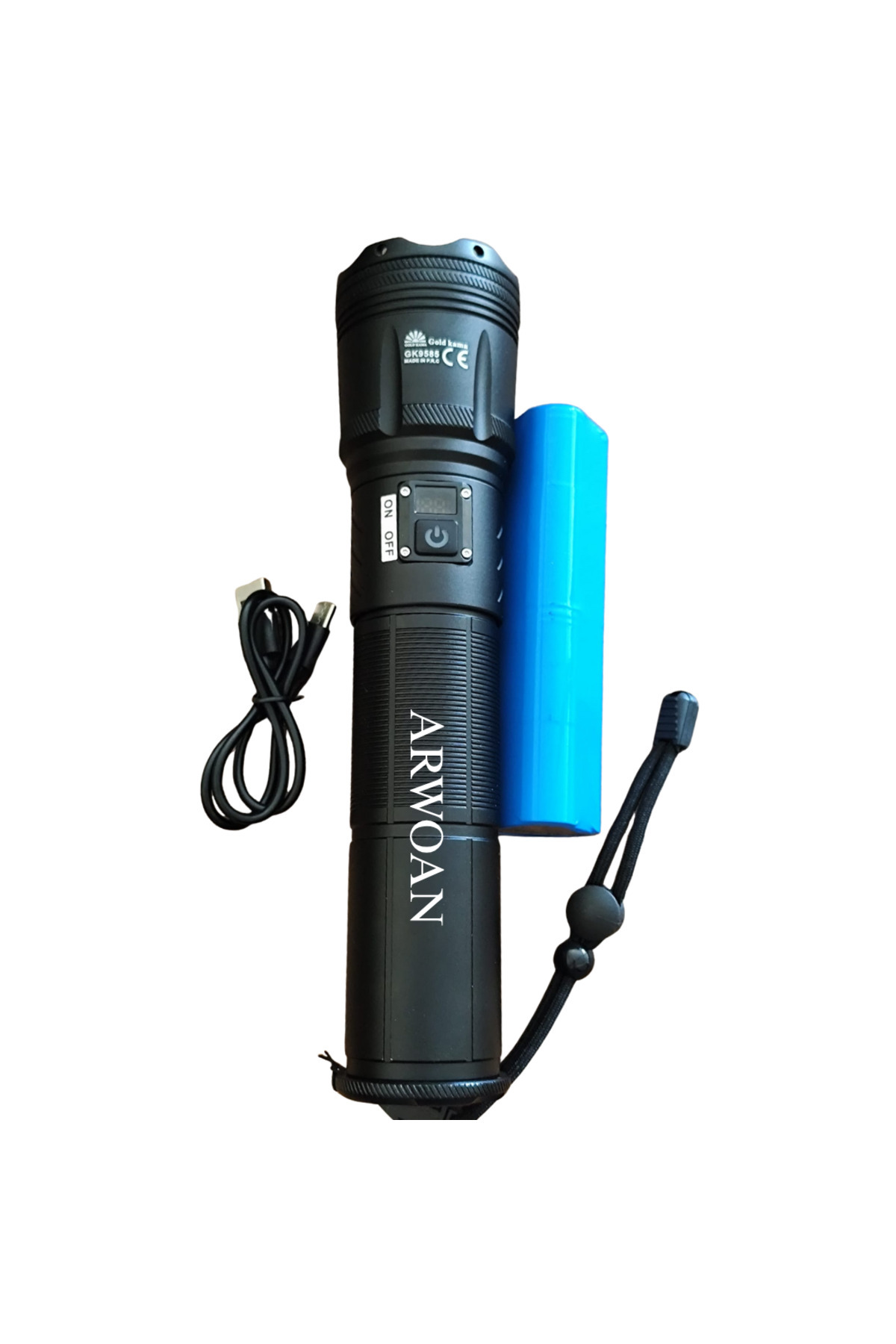 100W Şarjlı LED El Feneri – 2200 Metre Aydınlatma, 7200 mAh Lityu