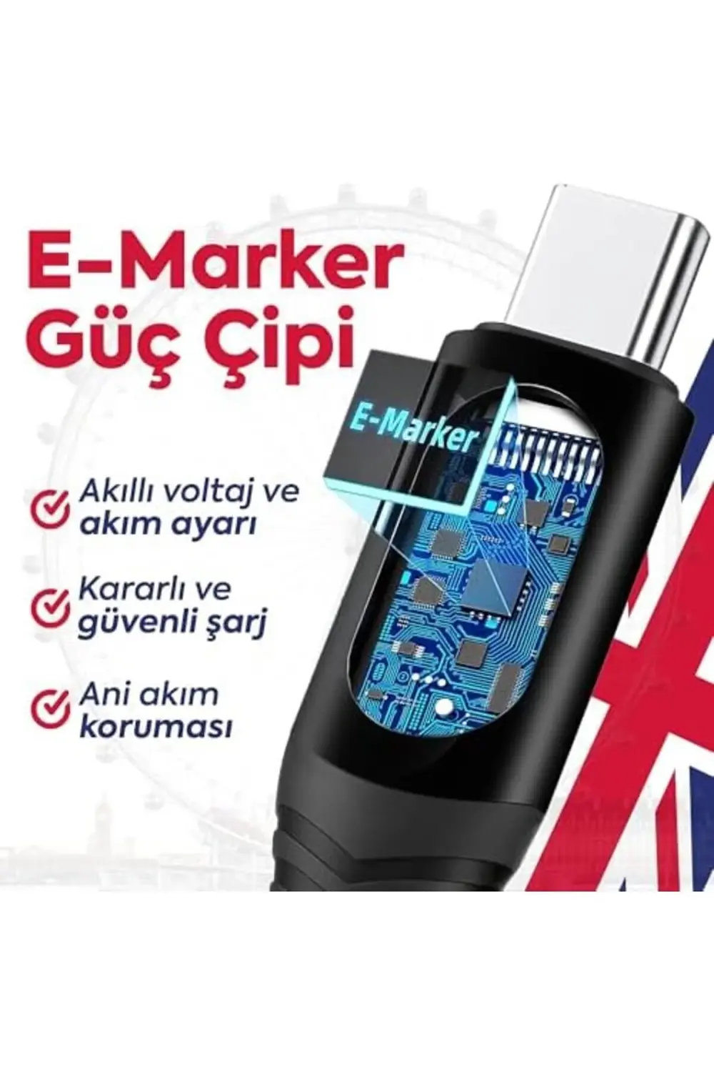 100W Type-C to Type-C LED Ekranlı Göstergeli Hızlı Şarj Kablosu |