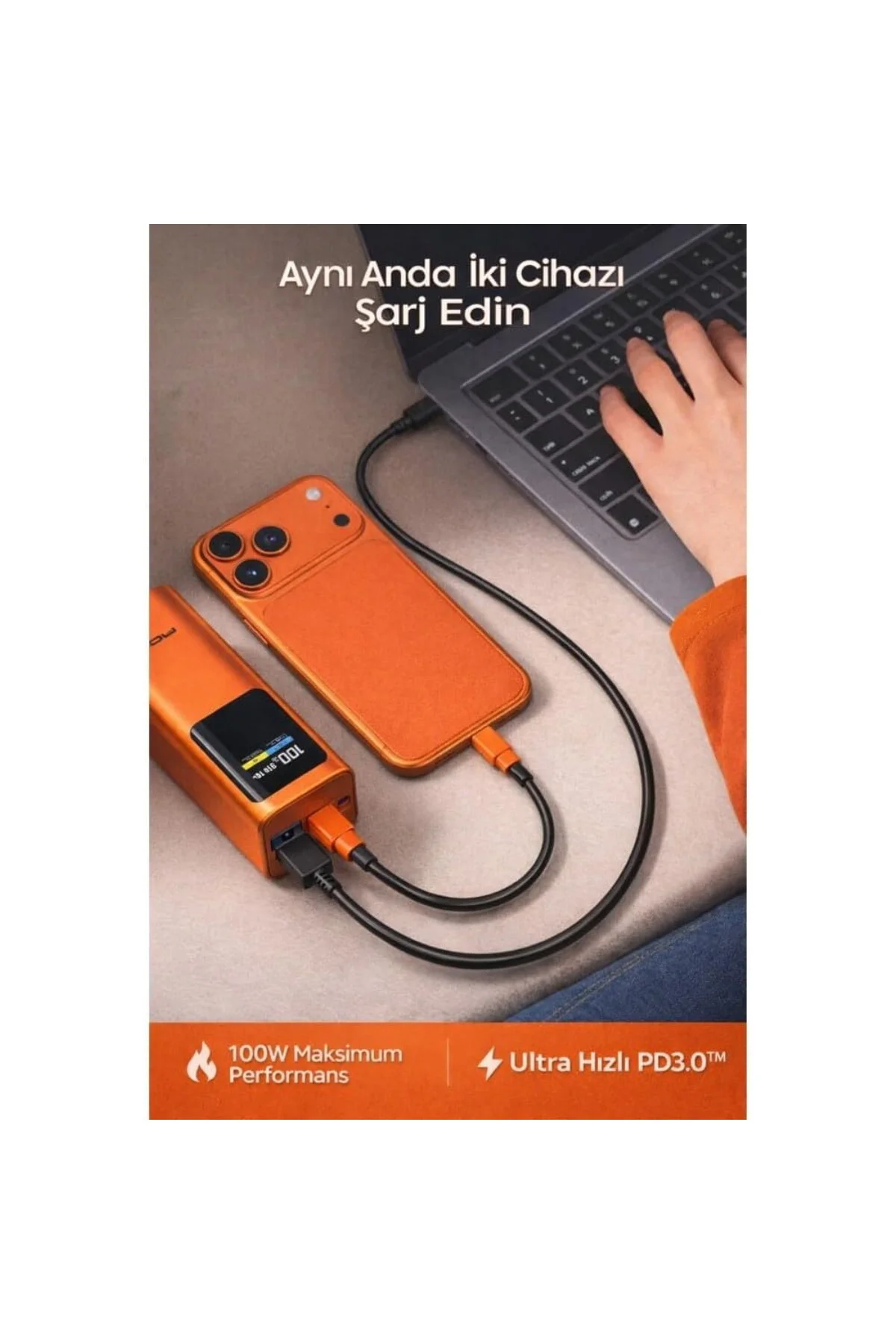 100W Ultra Hızlı Şarj Powerbank 20000 mAh PD 3.0 Taşınabilir Şarj