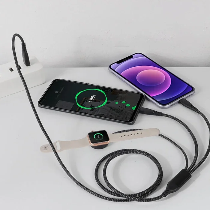 100W USB-C Çoklu Şarj Kablosu + Apple Watch - 3’lü Güç Çözümü
