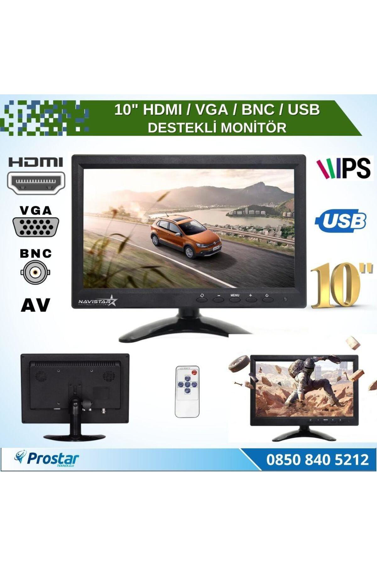Navistar 10.1" Büyük Ekranlı Hdmi Vga Bnc Av Usb Girişli Monitör