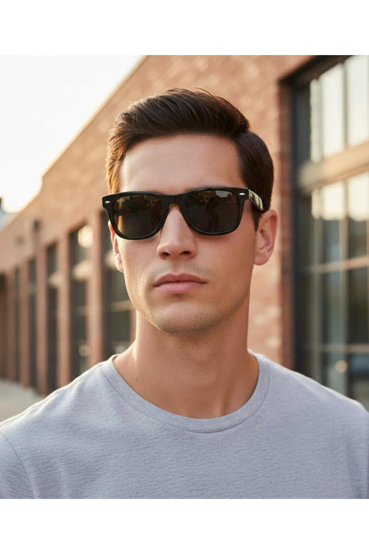101 C3 49 Unisex Wayfarer Güneş Gözlüğü Parlak Siyah Çerçeve