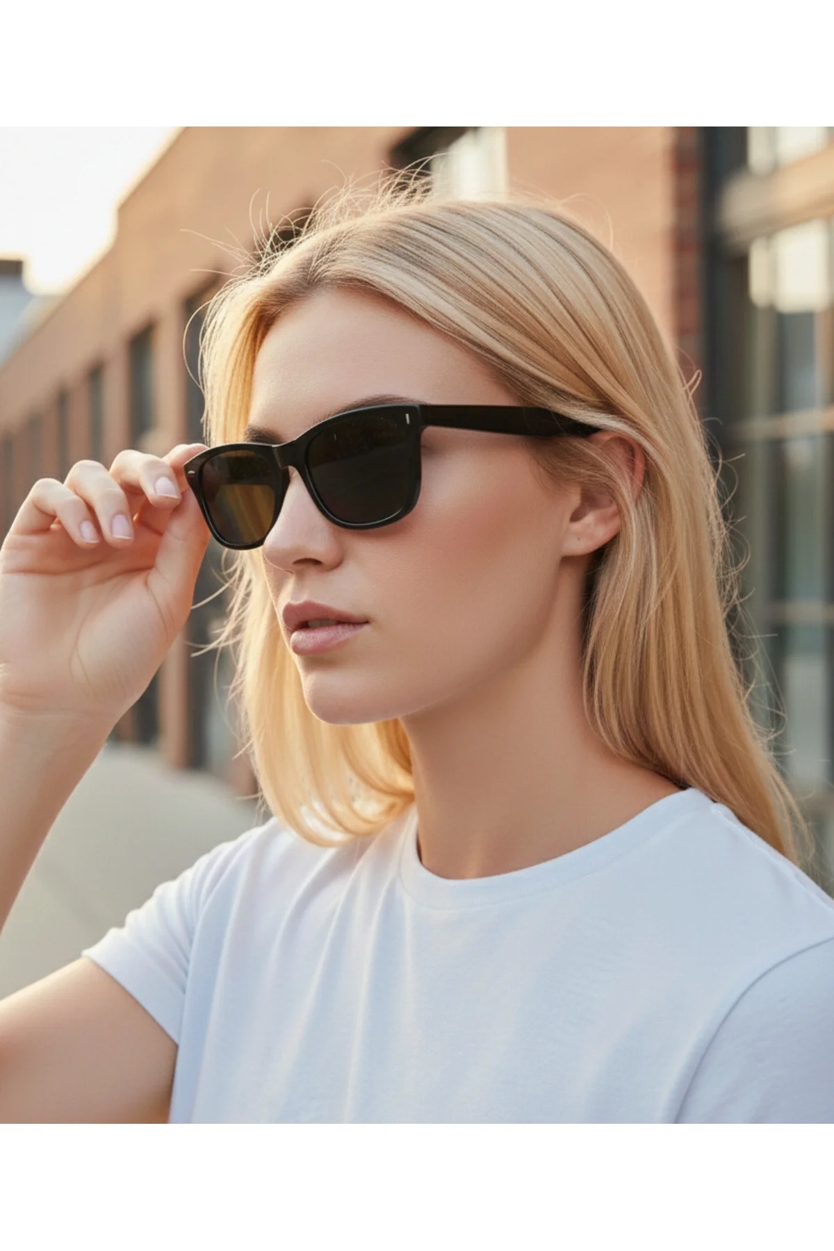 101 C3 49 Unisex Wayfarer Güneş Gözlüğü Parlak Siyah Çerçeve