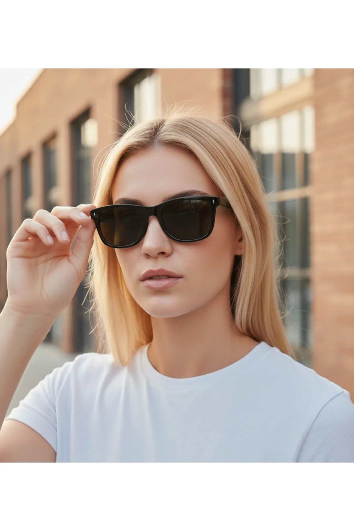 101 C3 49 Unisex Wayfarer Güneş Gözlüğü Parlak Siyah Çerçeve