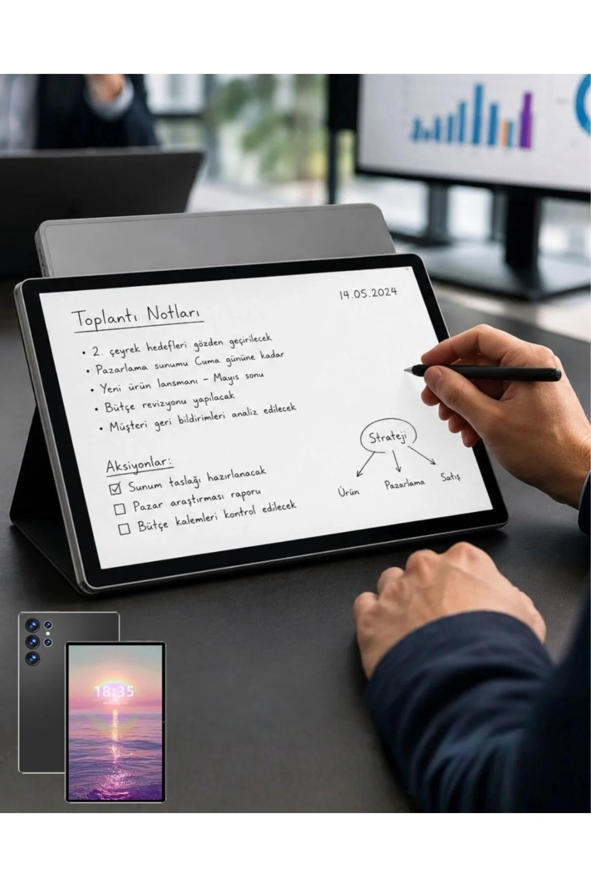 10.1 İnç Android Tablet 16gb Ram 1tb Depolama Klavyeli Tablet Set
