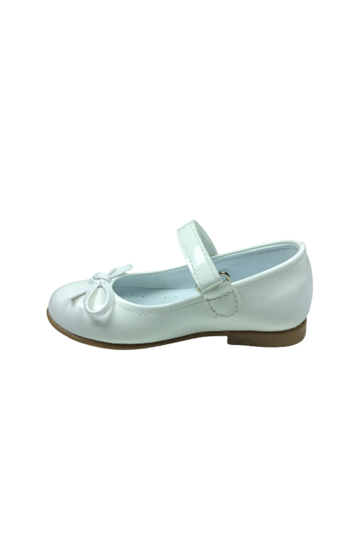 Ortopedikal 1010 Ort Emt Bebe Beyaz Rugan Bıyık Fiyonk Kız Çocuk Babet Abiye