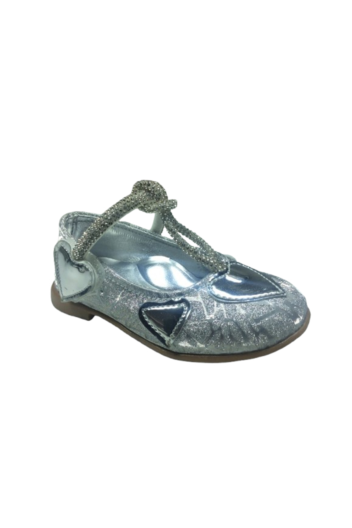 Ortopedikal 1010 Ort Emt İlkadım Gümüş Parlak Babet Taşlı Kız Çocuk Abiye Aya