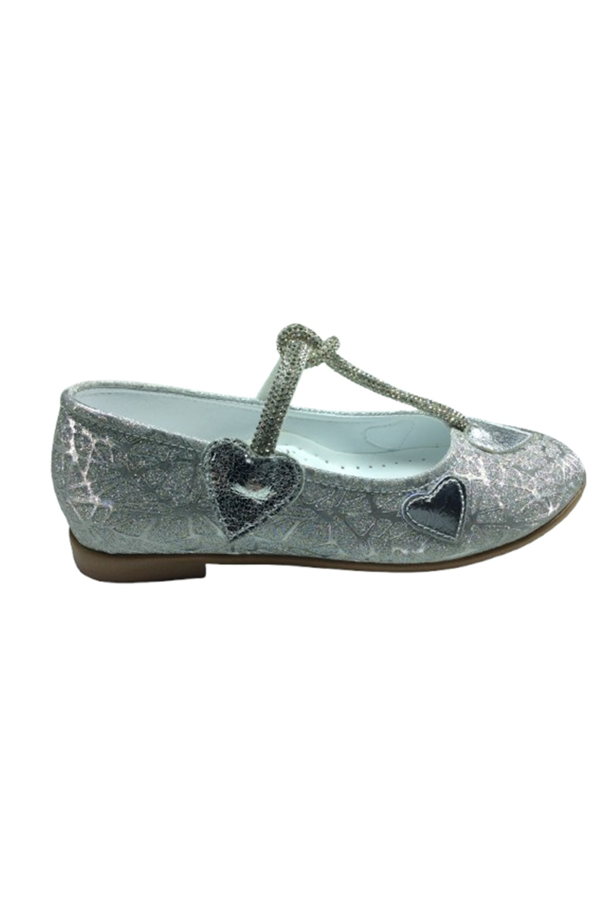 Ortopedikal 1010 Ort Emt Patik Gümüş Parlak Babet Taşlı Kız Çocuk Abiye Ayakk